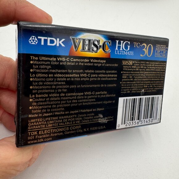 TDK VHS-C HG Ultimate 30 Camcorder Cassette Blank Recording Tape OEM New Sealed - Picture 5 of 8